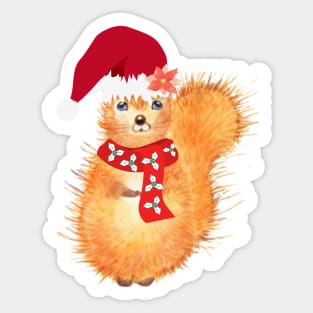 Silly Squirrel with a Christmas hat, gifts for teens, christmas gift, gift for teen, dancing gifts for girls Sticker